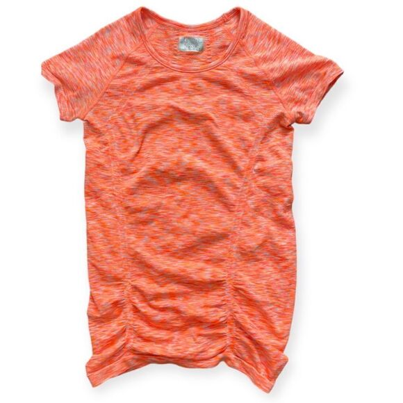 Women's Athleta Small Orange Fastest Track Tee Ruched Athletic Top Yoga - Picture 1 of 4